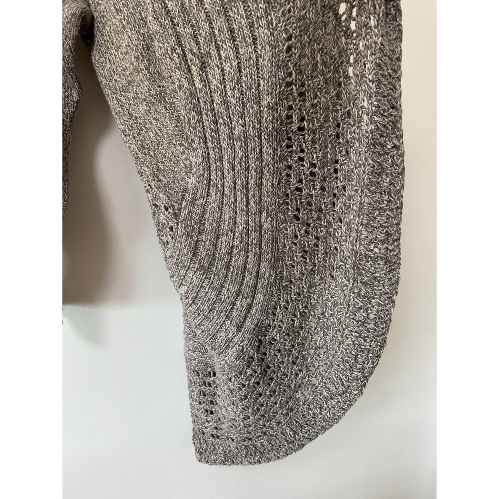 Eddie Bauer Peekaboo Cardigan Grey Marl Pointelle Knit Longline Sweater 2X New - Picture 3 of 10